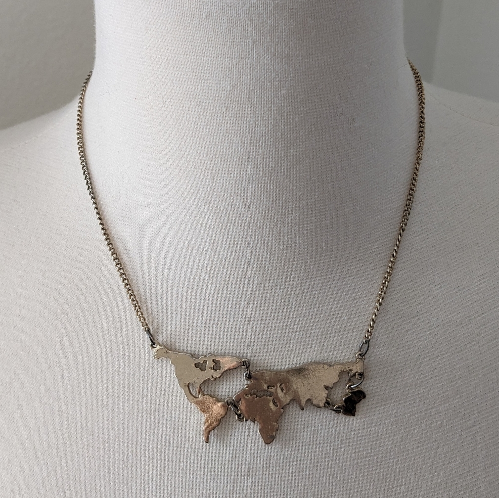 World Map Gold Necklace